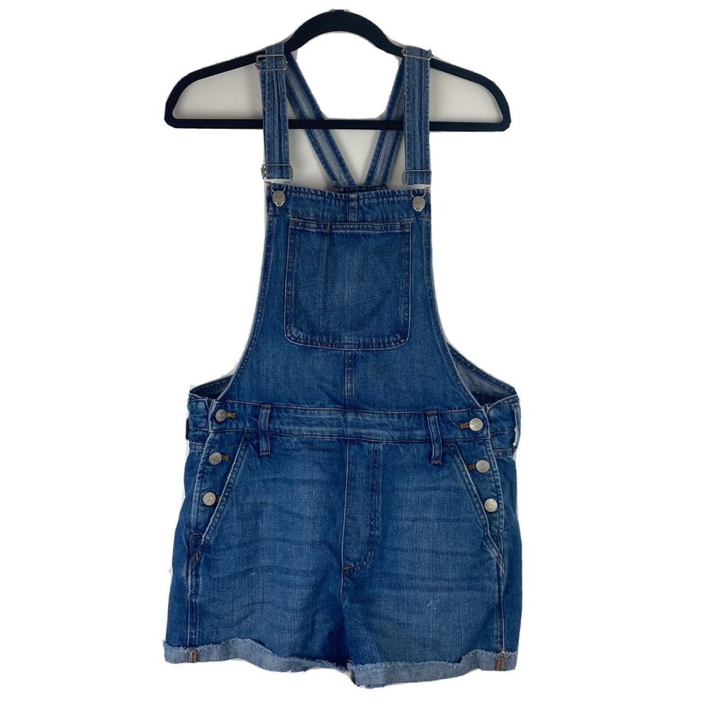 Madewell Womens Overall Shorts Size M Denim Jean Blue Medium Wash Cotton